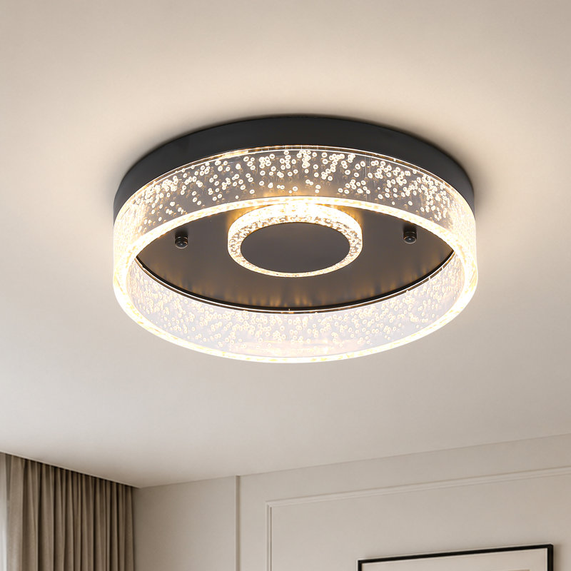 2-Light 30cm LED Flush Mount, Black
