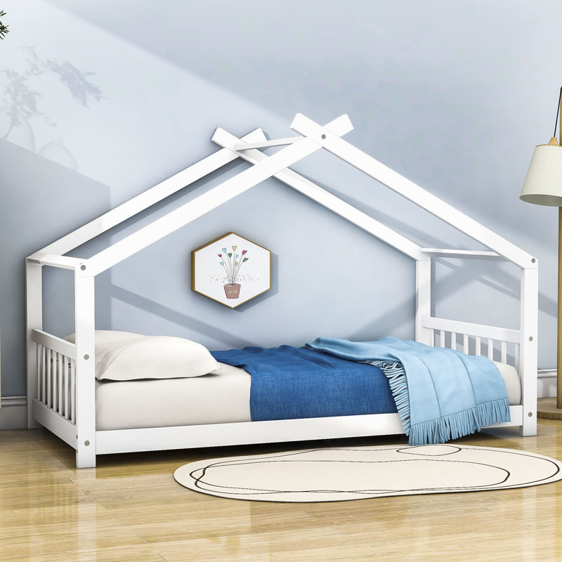Lit plateforme Bunche, Blanc, Simple
