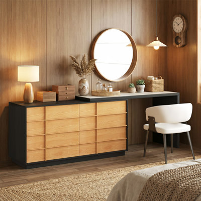 Bureau de meuble-lavabo extensible en bois 47,24 po avec 6 tiroirs