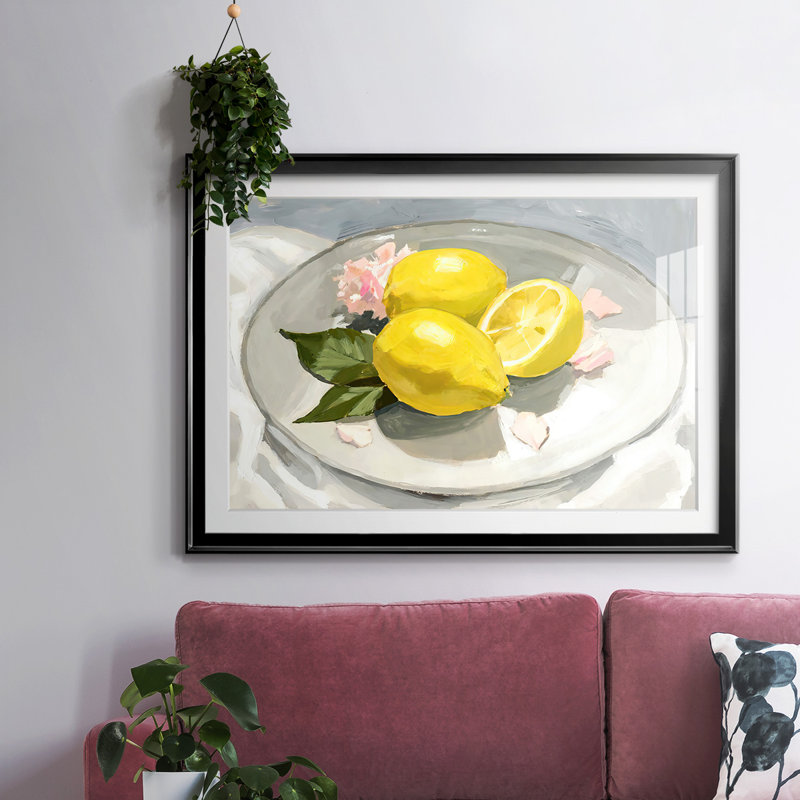 Citrons sur une assiette I, Noir, H 15 po x l 21 po x P 1,5 po