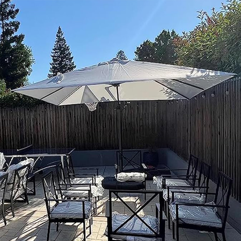 Murren Square Cantilever Umbrella Aluminum Offset with Base and 360-degree Rotation, 108" H x 120" W x 120" D, White