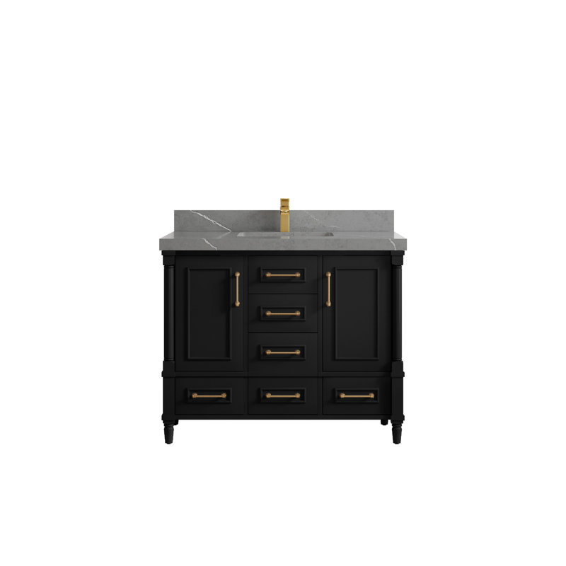 Aberdeen 42'' Single Bathroom Vanity with Top, Piatra Gray