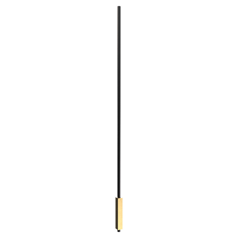 Balustre carré en fer noir avec accent doré de 6 à 43 po de longueur totale