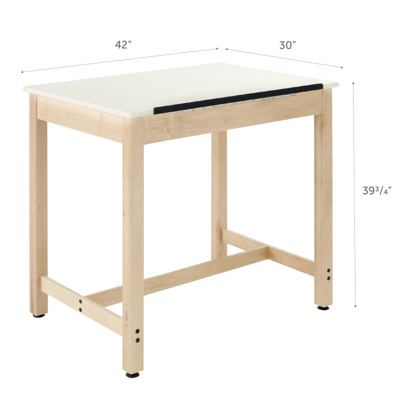Adjustable Solid Wood Base Drafting Table