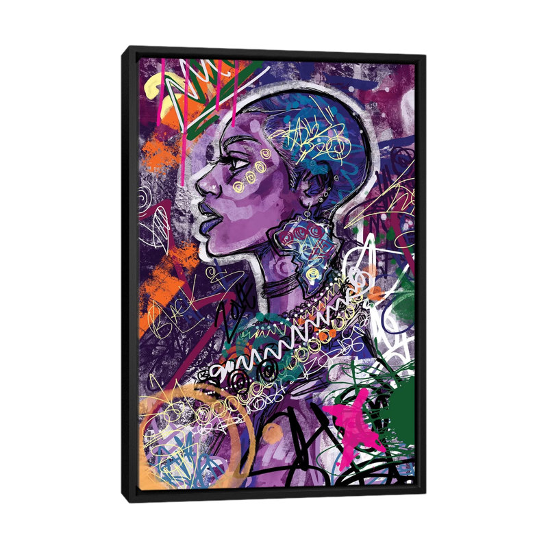 « Black is Love » par Justin Copeland-impression, H 26 po x l 18 po x 1,5 po, Toile avec cadre noir, Pas de tapis