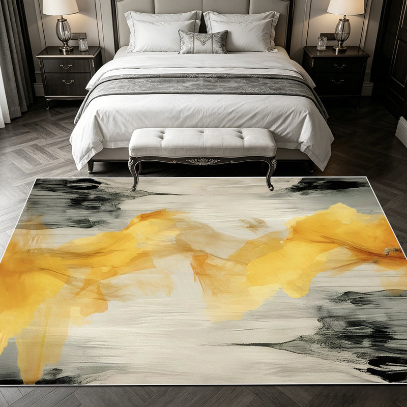 1PC Black & Grey Swirl Ornate Floral Pattern area rugs for Living Room, Soft and Comfortable, Suitable for all seasons, easy-to-maintain, machine washable Indoor floor mat, Under Table Farmhouse suitable for dining room, bedroom, entryway, kitchen,