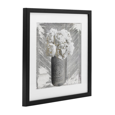 Peony in Rustic Jar, reproduction d'art sous verre encadrée, par Sophie 6