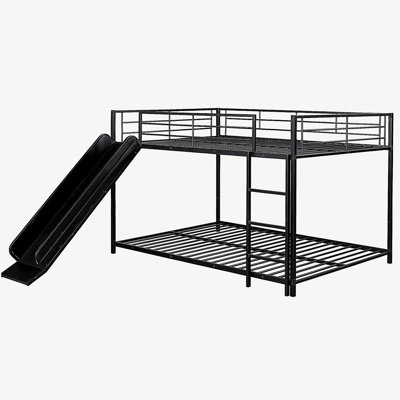 Metal Bunk Bed with Slide and Guards