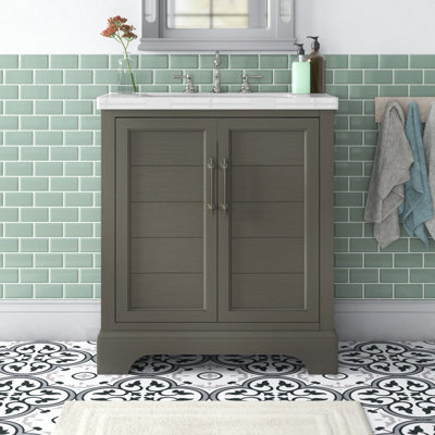 Vannes 30" Single Sink Freestanding Bathroom Vanity with Ceramic Top 