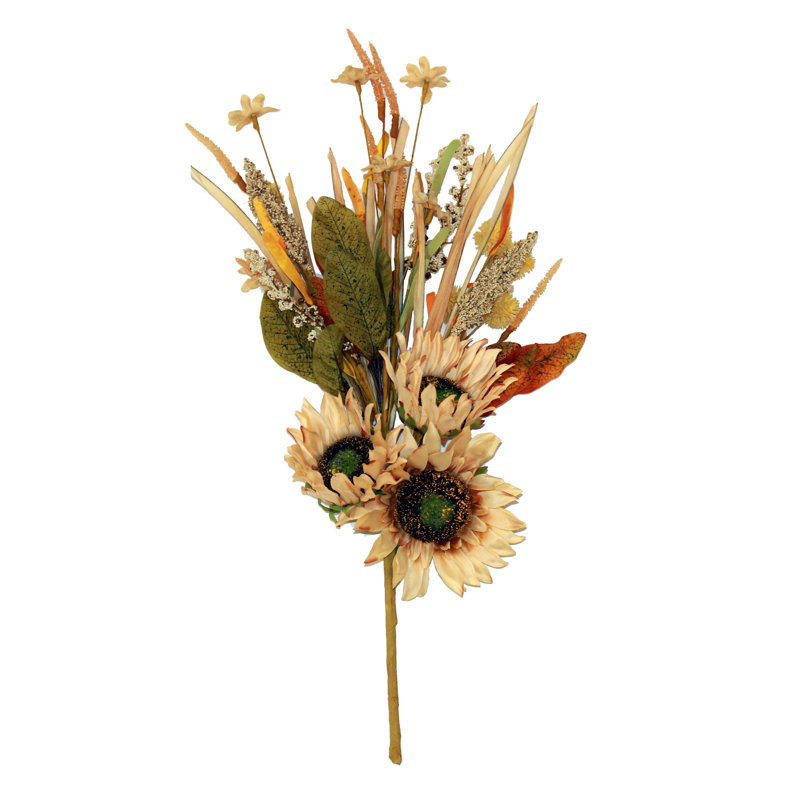 Buisson de tournesol artificiel 22 po, Crème