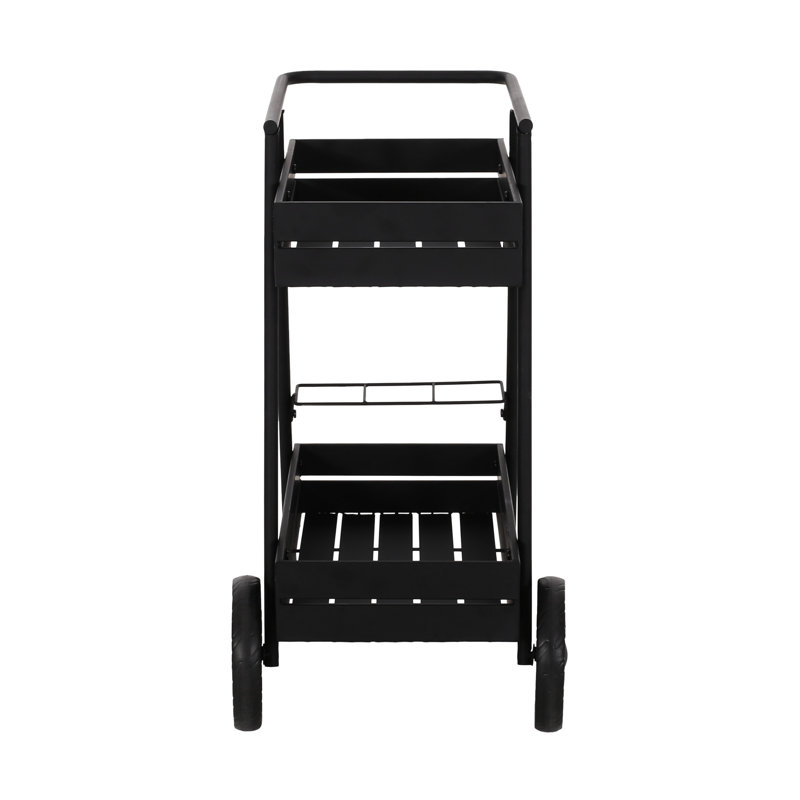 Chariot-bar mobile d'aspect industriel moderne, fabrication en fer, 3 espaces pour bouteilles de vin - l 27,25 po x P 16,54 po H 31,75 po