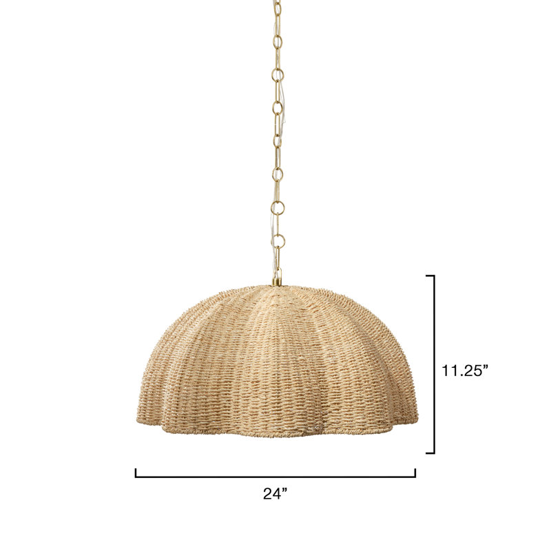 Rosemary 1-Light Natural Palm Leaf Pendant, Large, Small