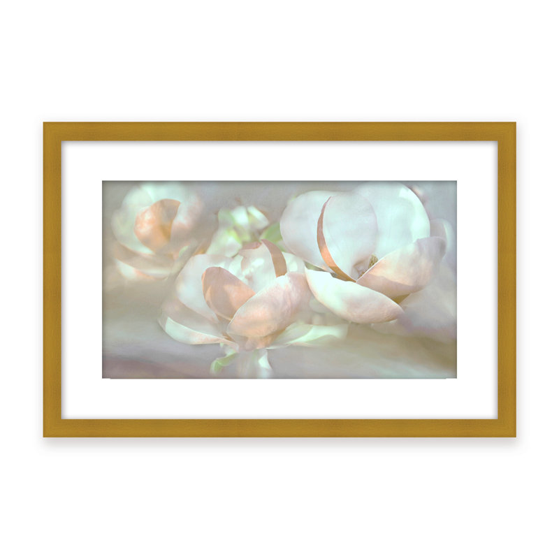 Nature Inspired Magnolia Dreams, 24" H x 30" W x 1.125" D, Framed Matted Print, White