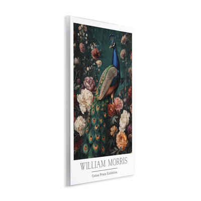 Plaque murale vintage avec paon floral William Morris, design par Petal Prints Design
