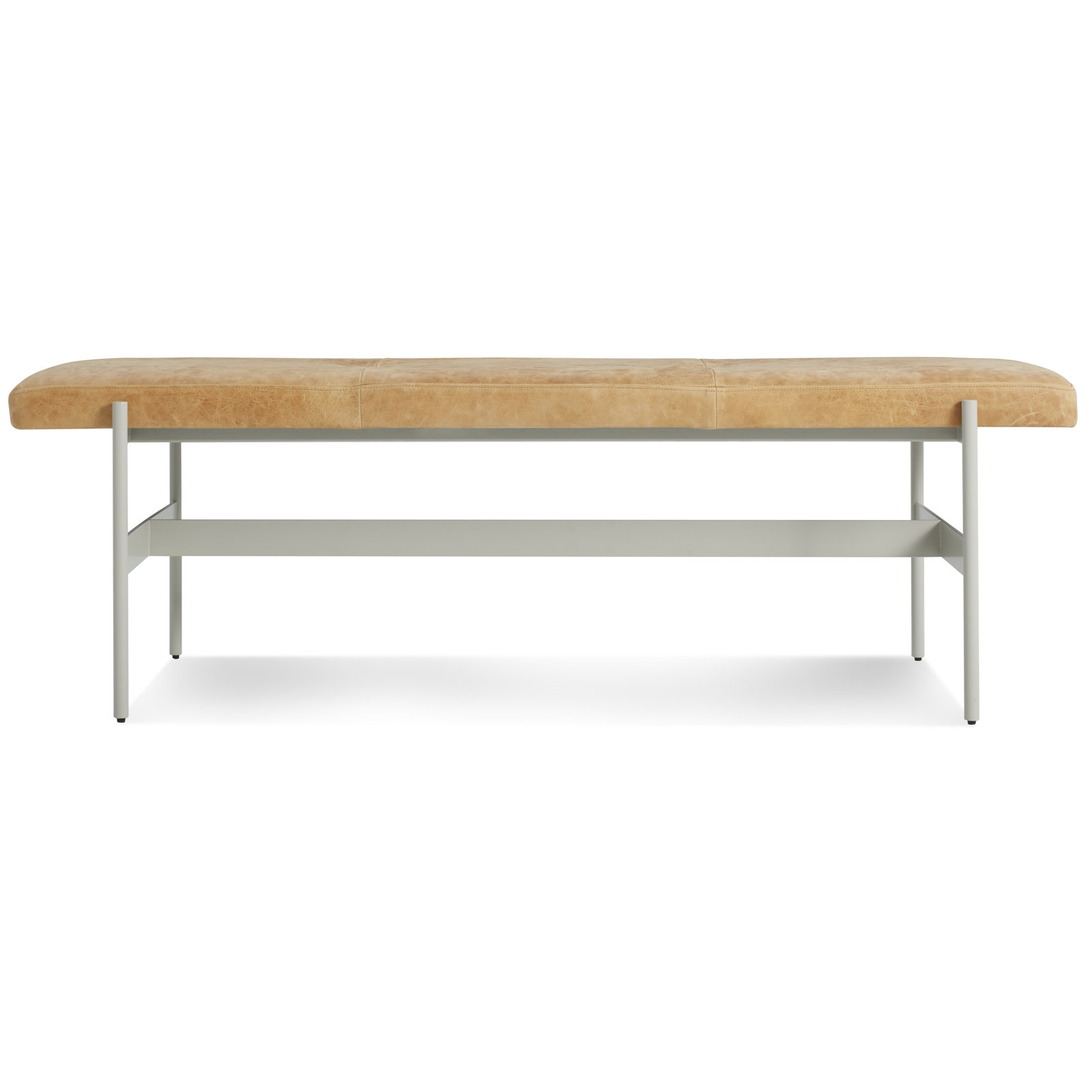 Daybench Genuine Leather Bench, Putty, Camel Genuine Leather, 17" H x 55" W x 14" D