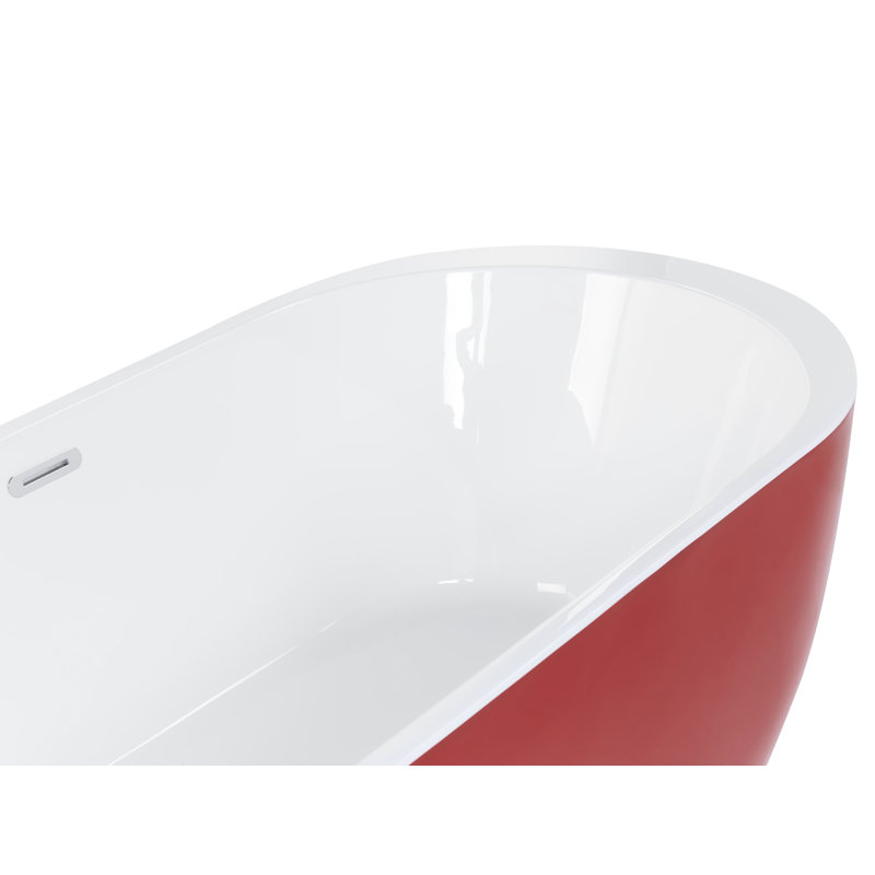Potvin x Freestanding Standard Acrylic Bathtub, Red, 580cm H x 1600cm L x 750cm W