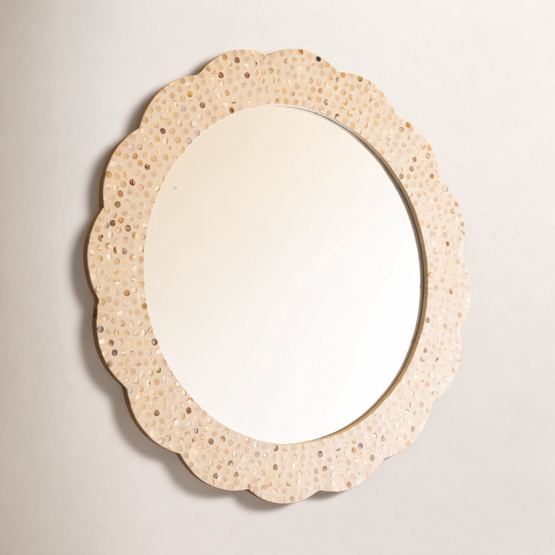 ROUND FRAMED CAPIZ SHELL MIRROR #2