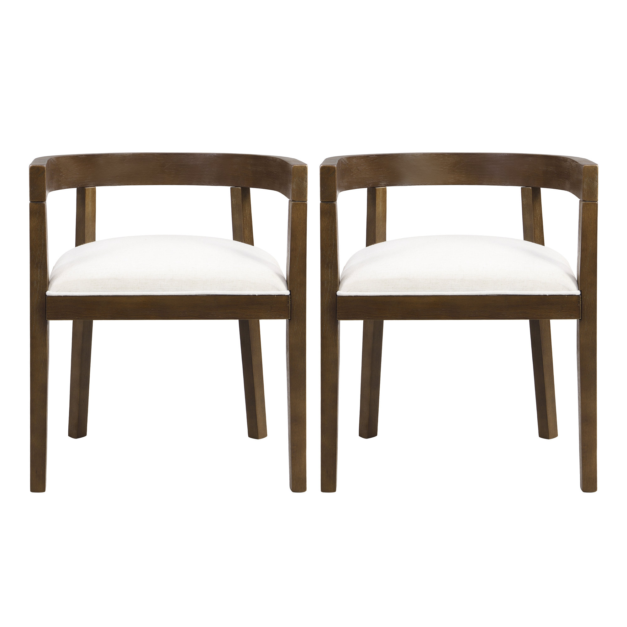 Daney Barrel Back Dining Chair, Walnut, Beige Polyester Blend