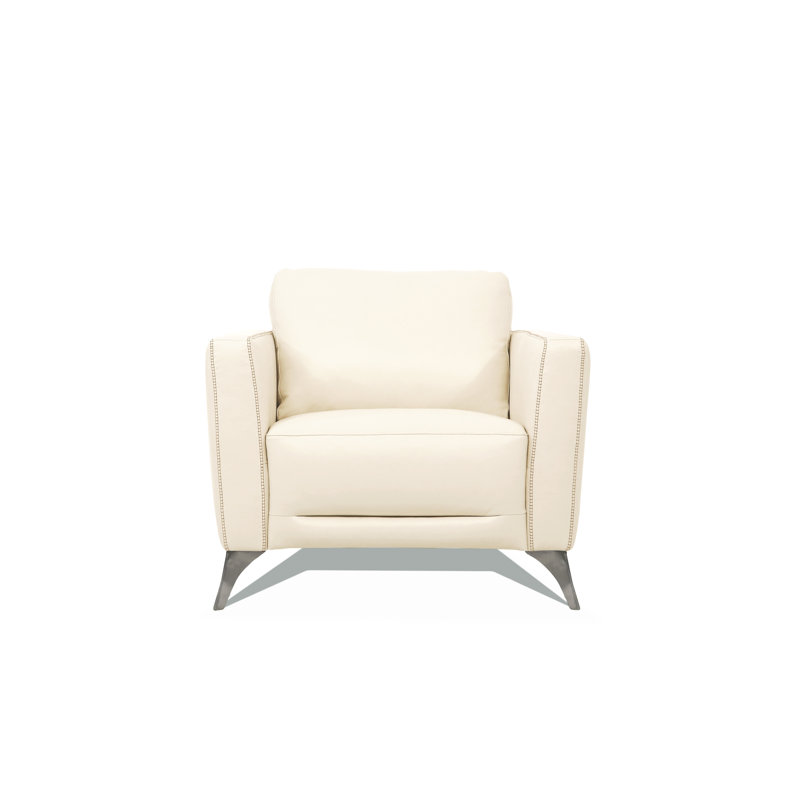 Malaga Cream Leather Chair (Assembled), Beige