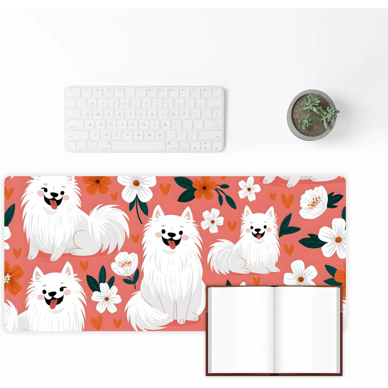 Tapis de souris Chien Fleur, tapis de bureau extensible, décor de bureau pour les fêtes, 30 x 70 cm