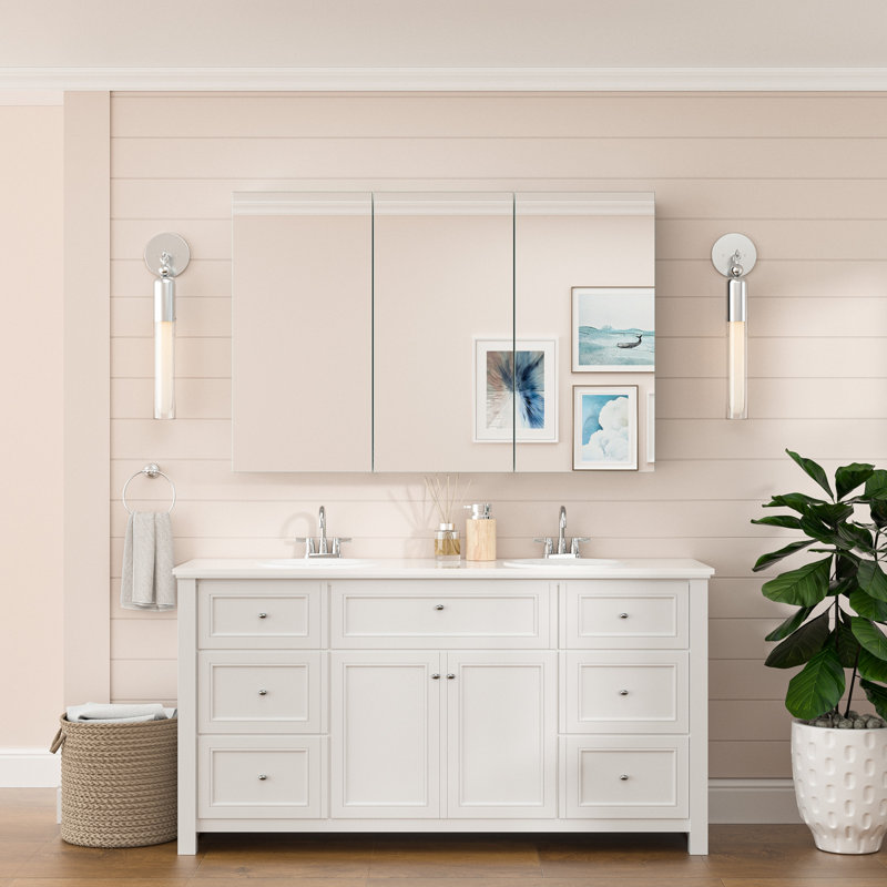Armoire à pharmacie Husai, Argent argent, H 32 po x l 48 po x P 4,3 po