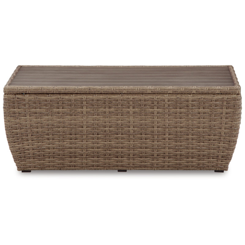 Beige Rectangular Resin Wicker Outdoor Coffee Table