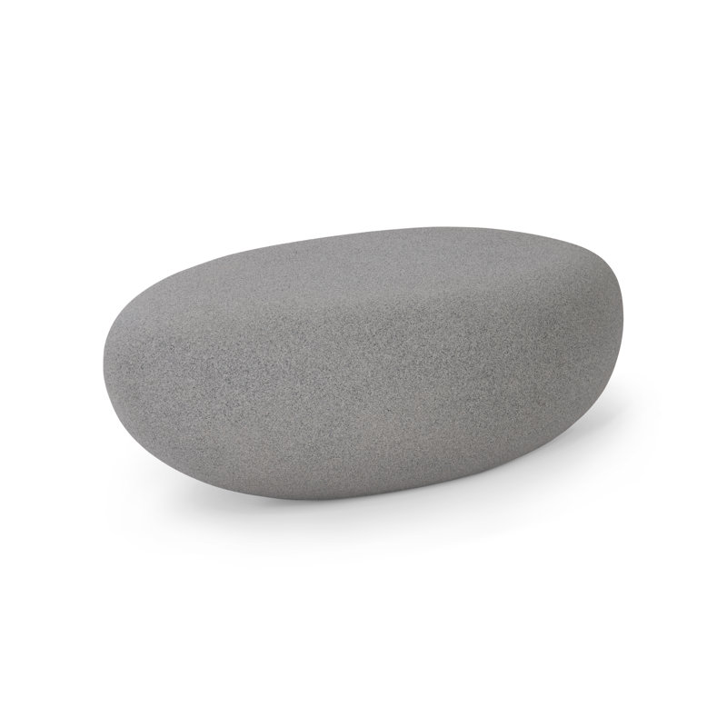 River Stone Drum Coffee Table, 14" H x 42" L x 26" W, Charcoal Stone