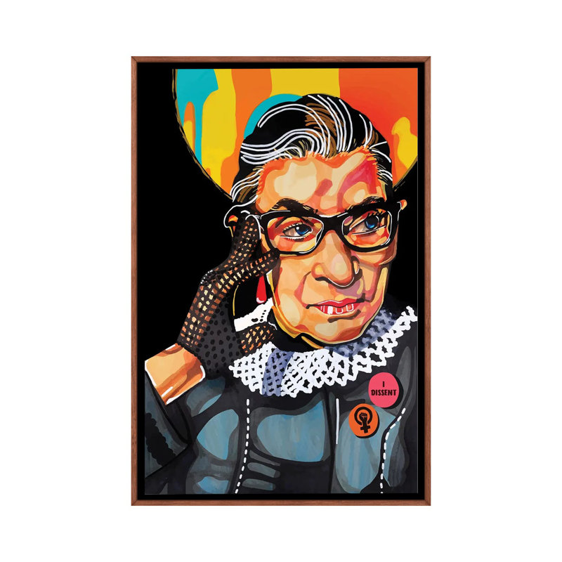 Ruth Bader Ginsburg - impression d'art graphique, H 40 po x l 60 po x 1,5 po, Toile avec cadre en bois brun classique