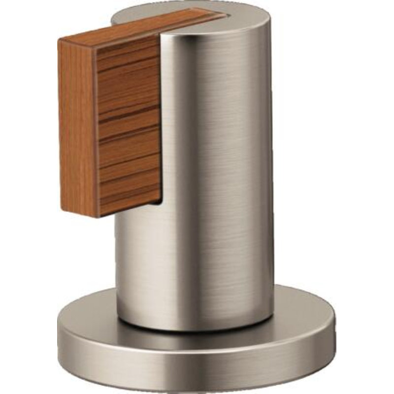 Litze® Widespread Lavatory Faucet With High Spout, Luxe Nickel, Lever Handle with Teak Wood, 1.5 GPM