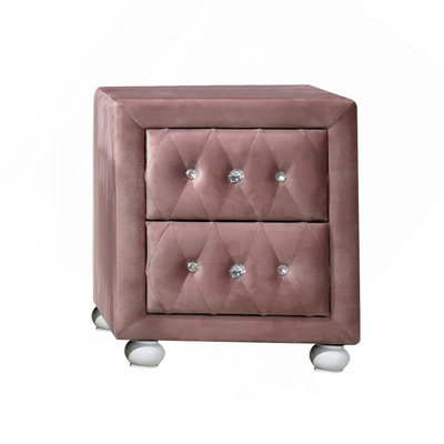 Table de chevet 2 tiroirs rose