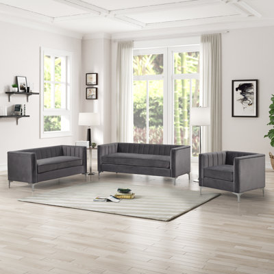 Ensemble de salon en velours Louis