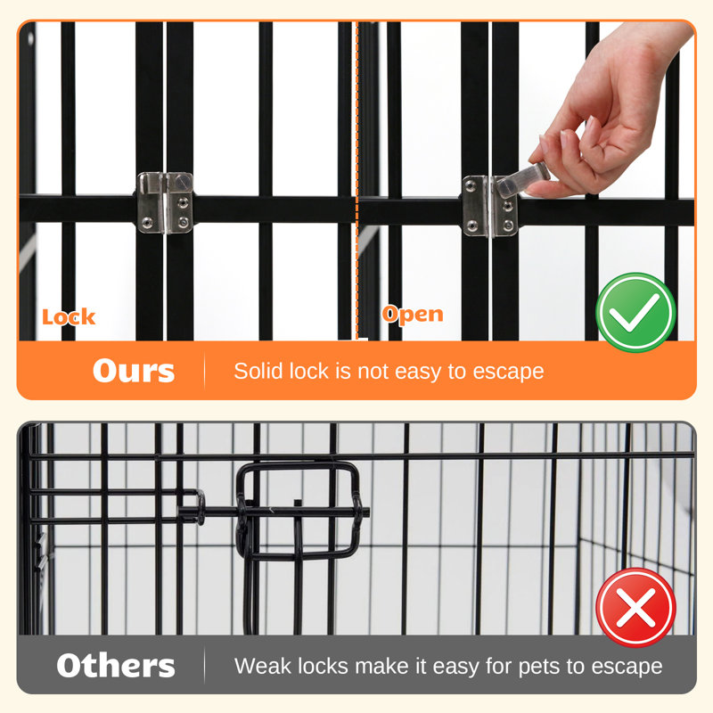 Heavy Duty Black Metal Dog Playpen with Lockable Door