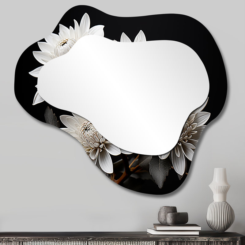 Miroir mural blanc traditionnel avec formes 3D, 25 po x 28 po