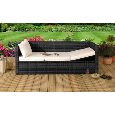 Katelin 187cm Wide Outdoor Rectangular Patio Sofa with Cushions