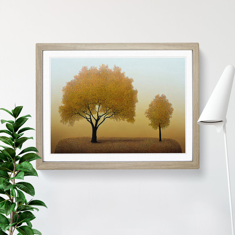 Fascinating Trees 1 Piece Single Picture Frame Painting, 34cm H x 46cm W x 2cm D, Oak