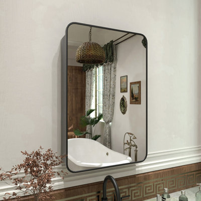 23 W x 30 H Framed Recessed or Surface-Mount Rectangular Aluminum Medicine Cabinet with Mirror
