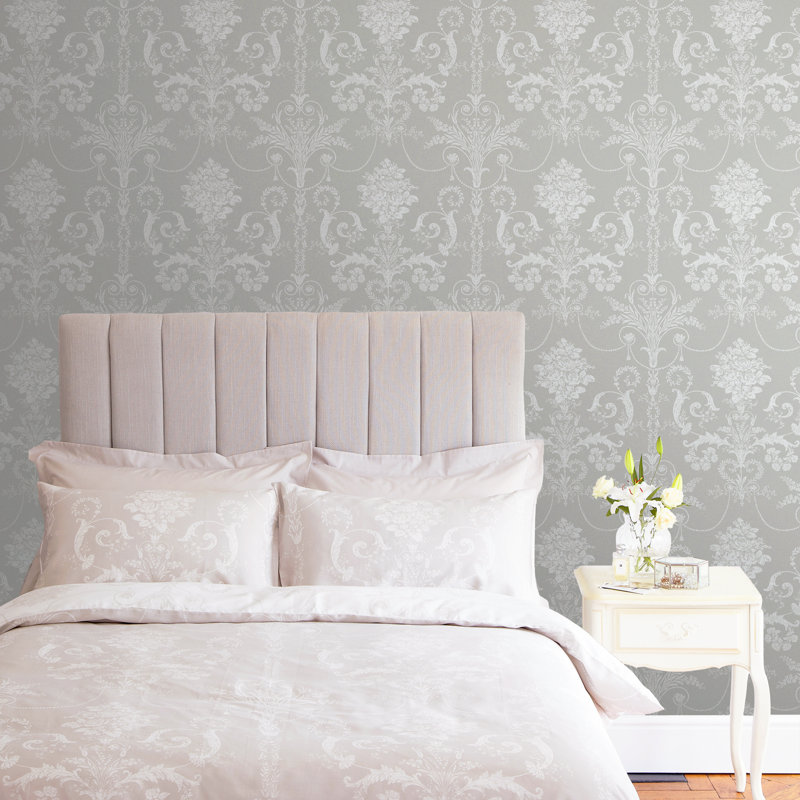 Laura Ashley Josette Wallpaper Roll, Steel