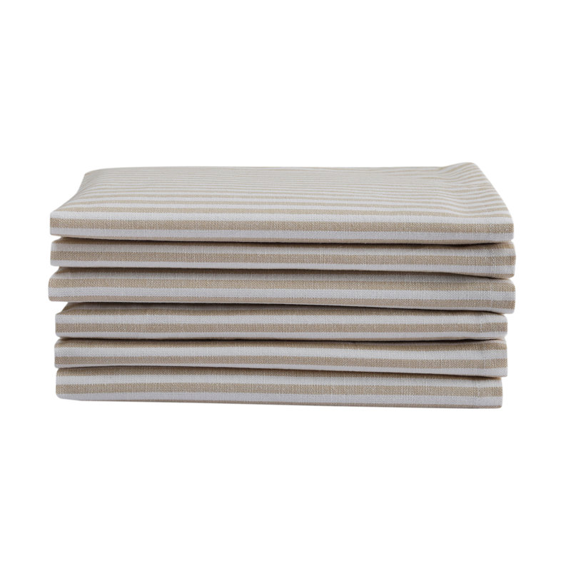Aalayah Cotton Striped Square Napkin, Beige/White