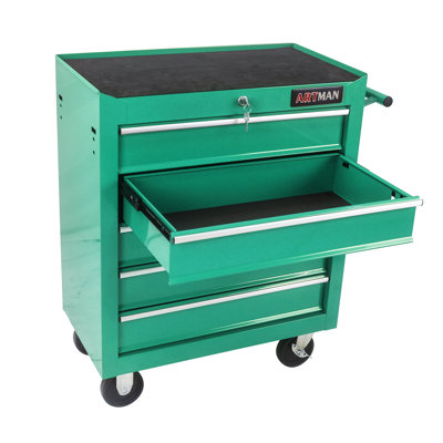 5 Drawer Tool Chest, Rolling Tool Storage Cabinet with Locking System and 4 Wheels for Garage Organization, Green Metal Tool Cart