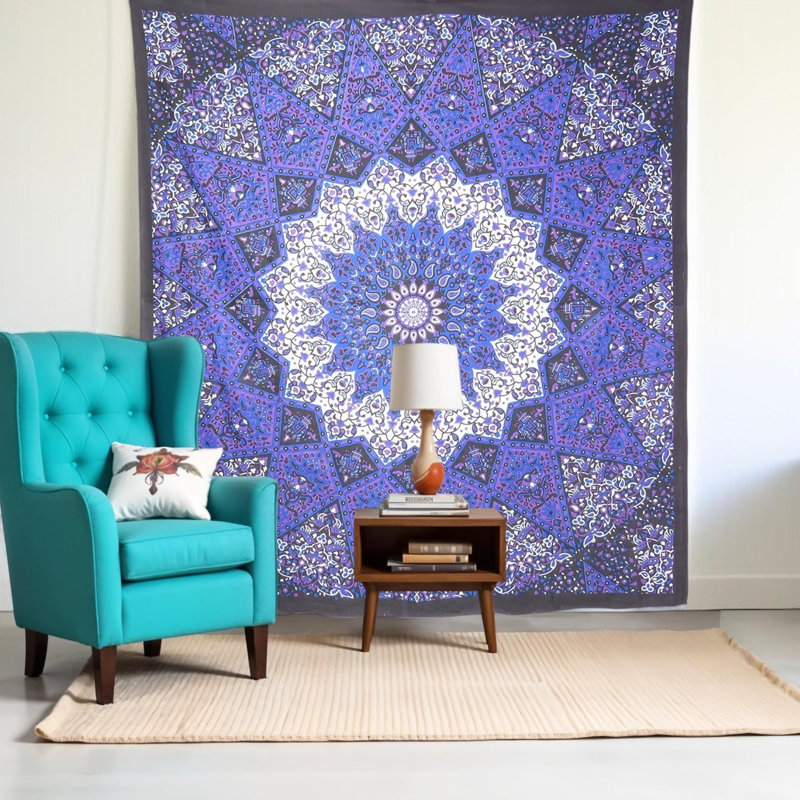 Tapisserie 92 po x 84 po mauve en coton Mandala