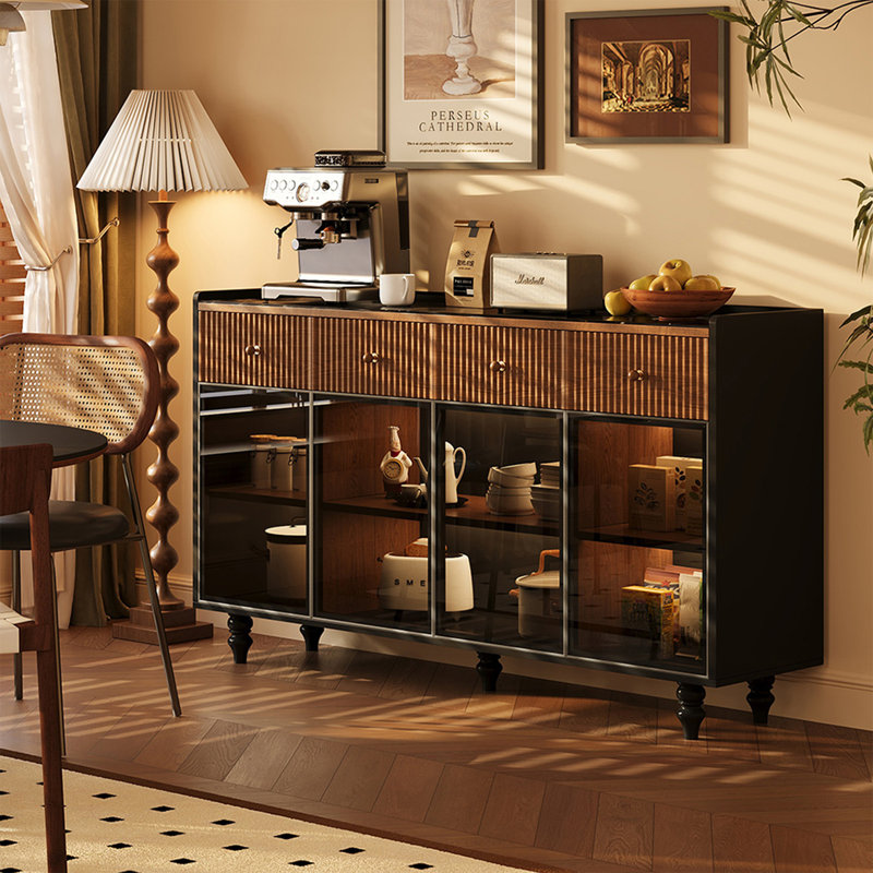 Walnut Solid Wood Sideboard, 38.58"H*55.91"L*38.58"W