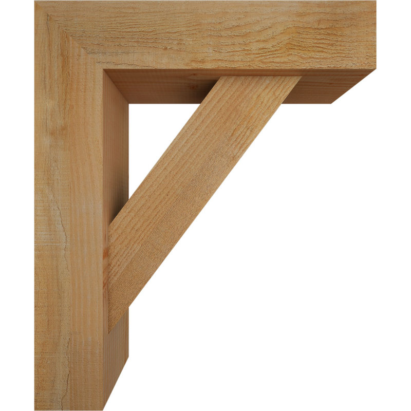 6"W x 20"D x 24"H Traditional Block Rough Sawn Bracket w/ Offset Brace, Douglas Fir, 24 x 20, 6"W Douglas Fir (Rough Sawn)