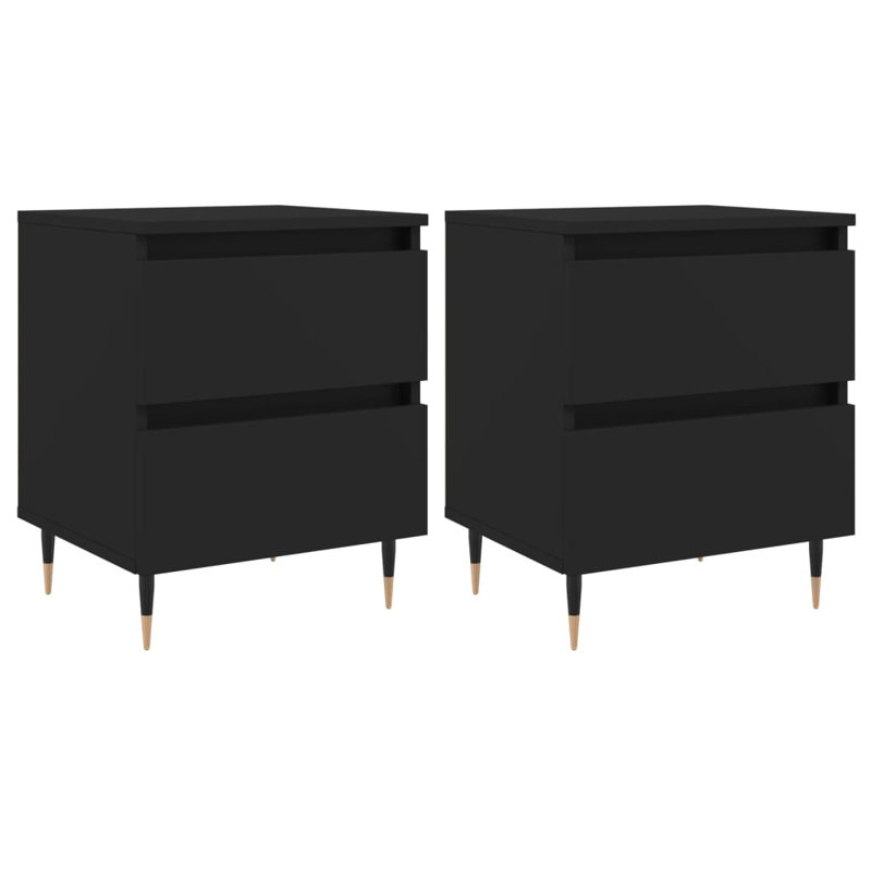 Solley 40cm W Iron Bedside Table, Concrete Grey, Set of 2