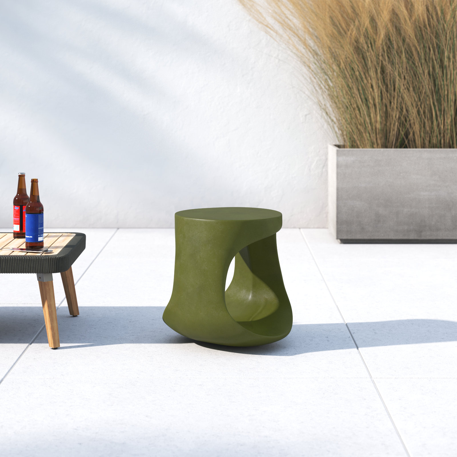 Trae Concrete Patio Bar Stool, Green