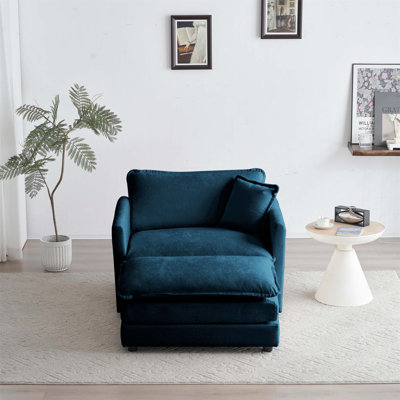 Chaise d'appoint moderne avec repose-pieds, fauteuil rembourré en chenille pour le salon et la chambre à coucher, fauteuil de lecture confortable