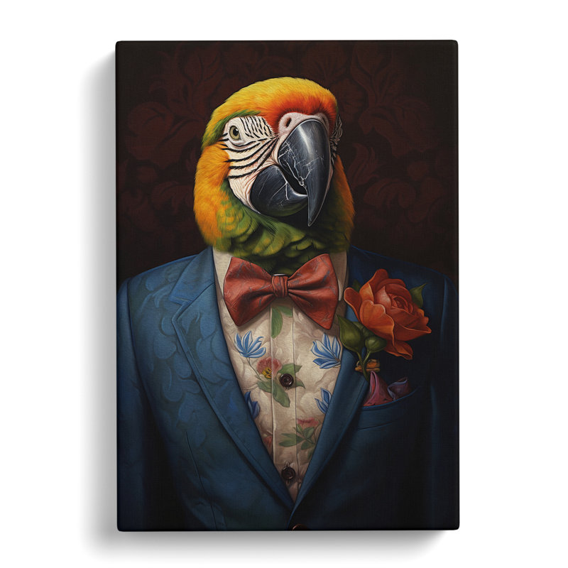 Parrot In A Suit No.2 - No Frame Print, 50cm H x 35cm W x 3cm D