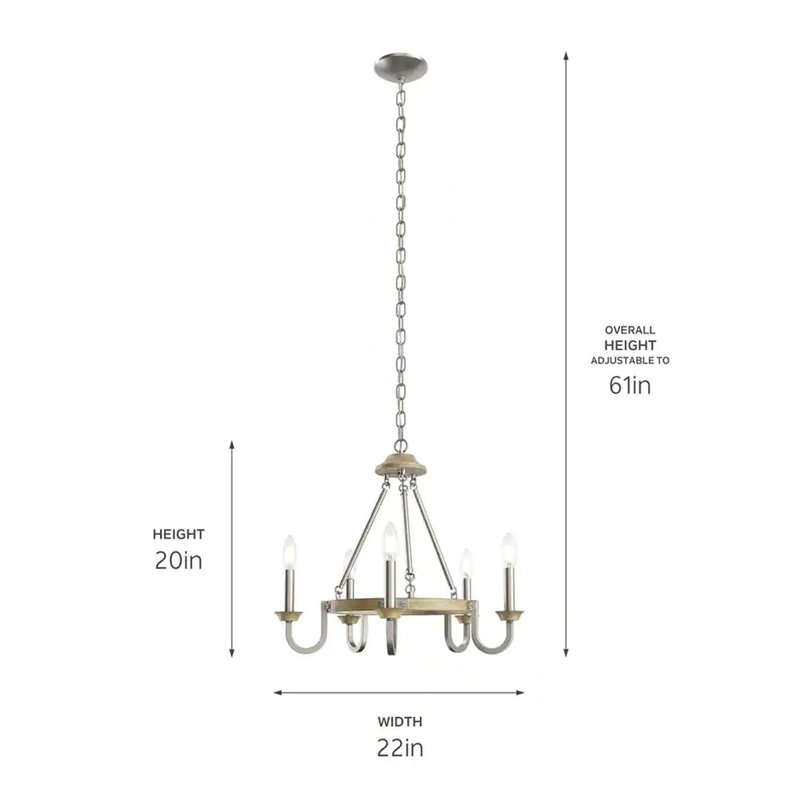 Anelly 5 - Light Dimmable Chandelier, Brushed Nickel