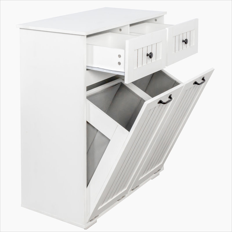 Armoire à linge avec 2 tiroirs et 2 paniers à linge amovibles