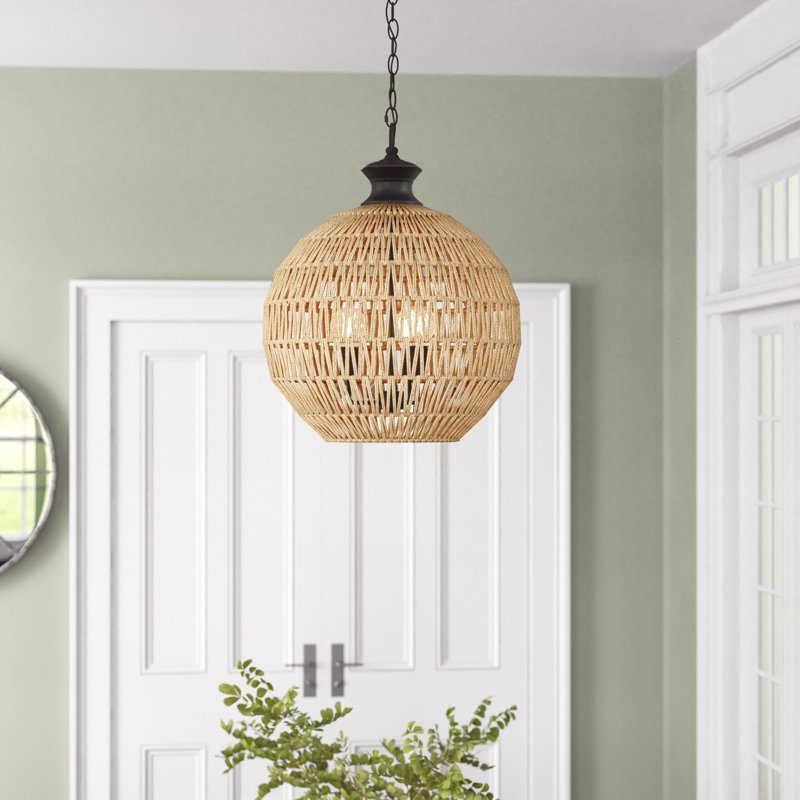 Lustre unique à 3 lumières sphériques, Bronze, Naturel