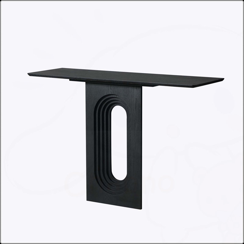 Table d'entrée de 47,24 pouces pour le salon, console étroite avec design bouclé unique, canapé moderne en panneau de fibres à densité moyenne pour le couloir et l'entrée, noir